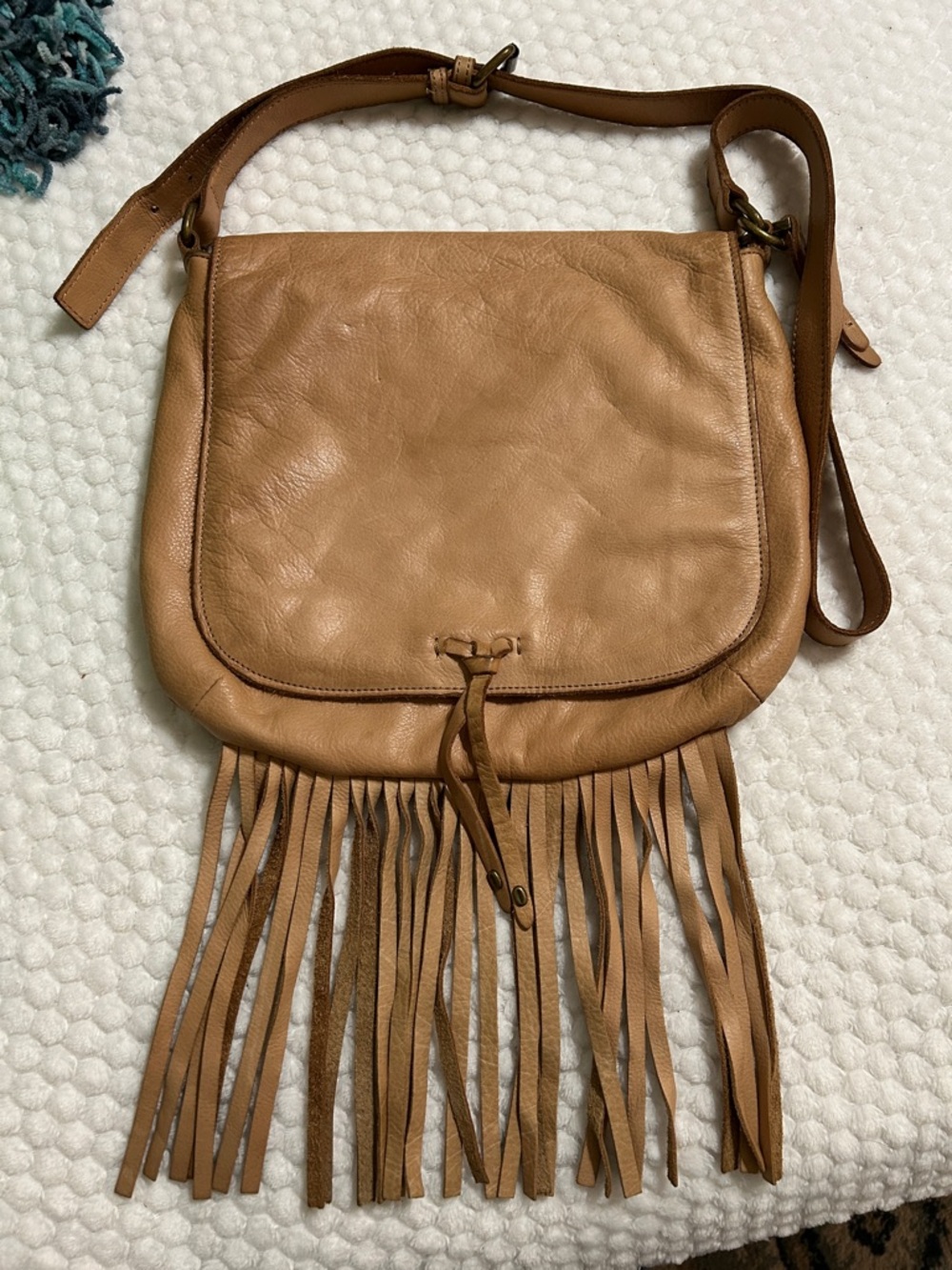 Lucky Brand Tan Leather Fringe Shoulder Bag